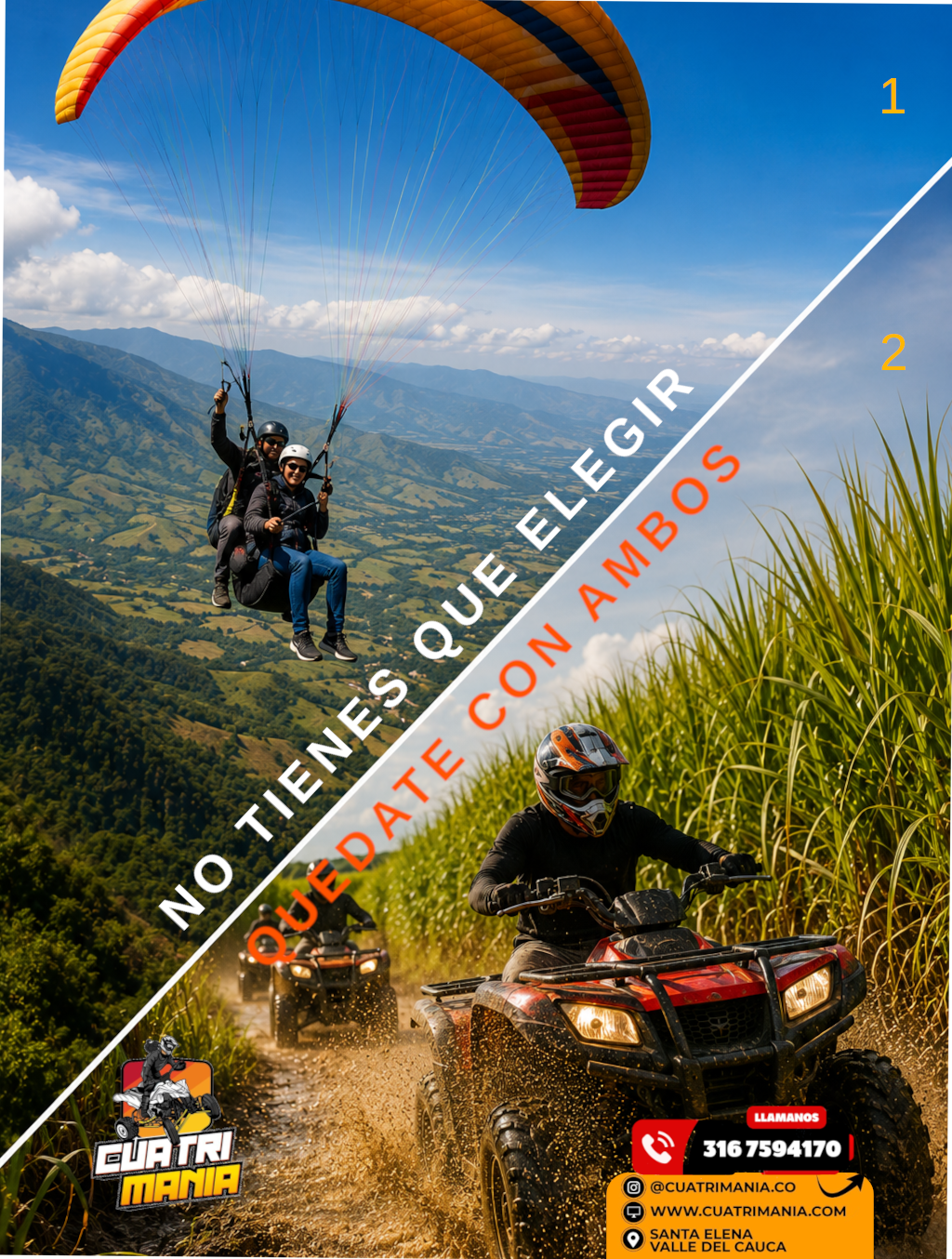 Siente la libertad de volar y conducir sobre los impresionantes paisajes del Valle del Cauca